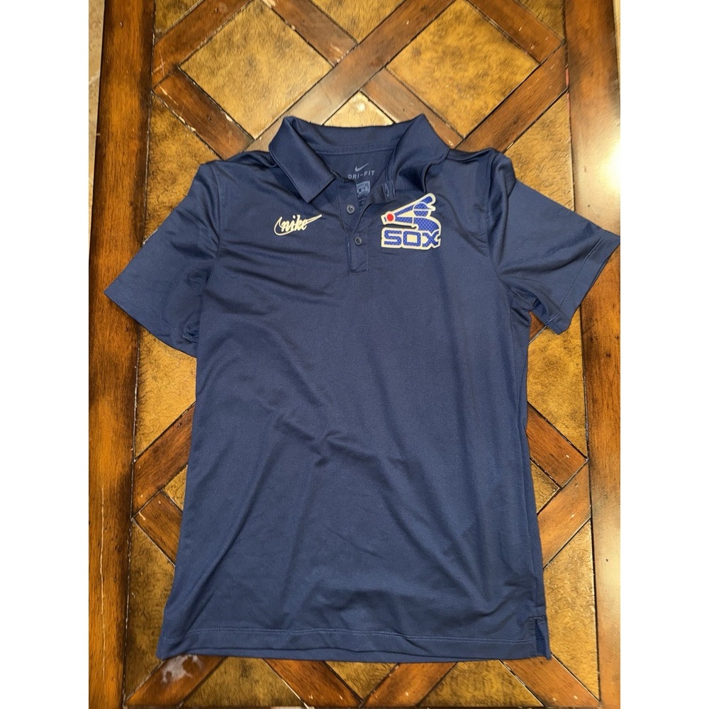 Nike Chicago White Sox Cooperstown Collection Dri-FIT Polo Shirt Mens Small Blue